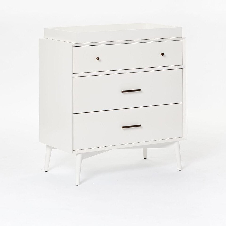 MidCentury 3Drawer Changing Table White West Elm UK